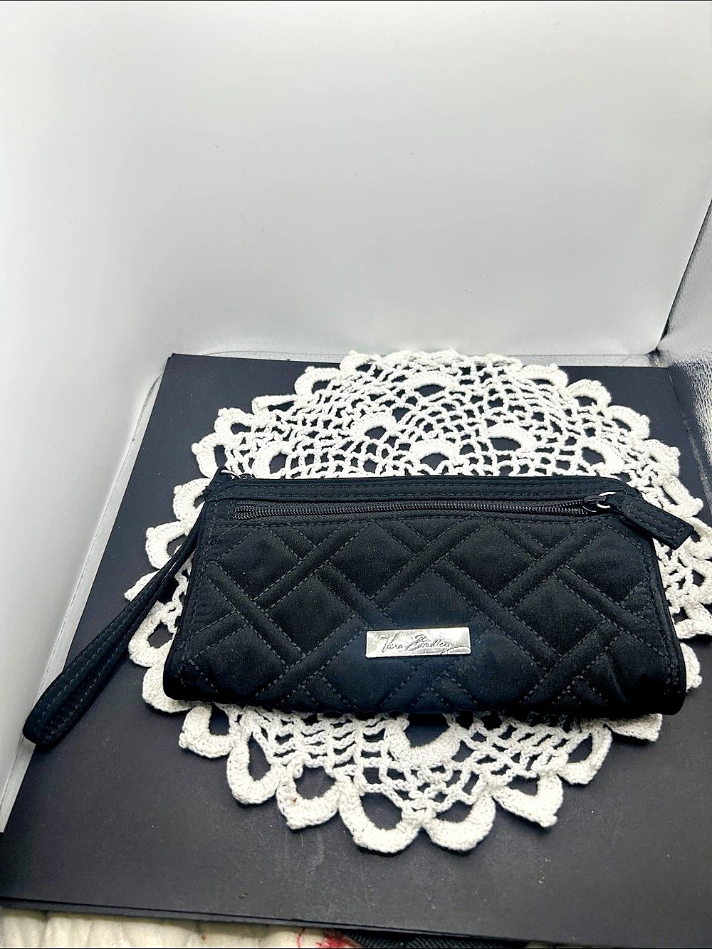 Vera Bradley Quilted Zip-Around Wristlet Wallet Black
